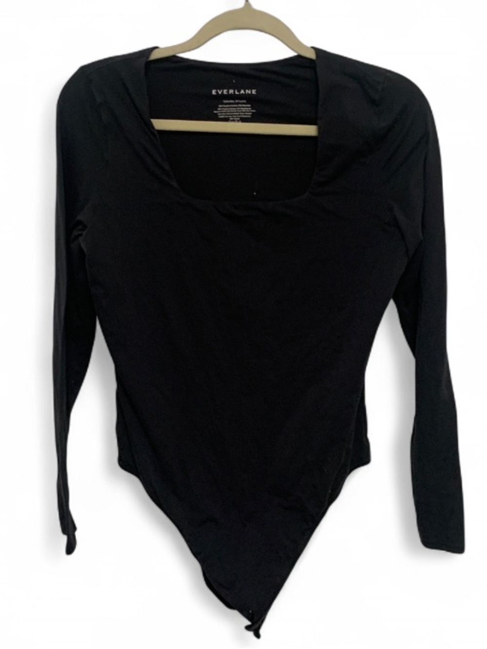 Everlane Black Long-Sleeve Scoop-Neck Bodysuit